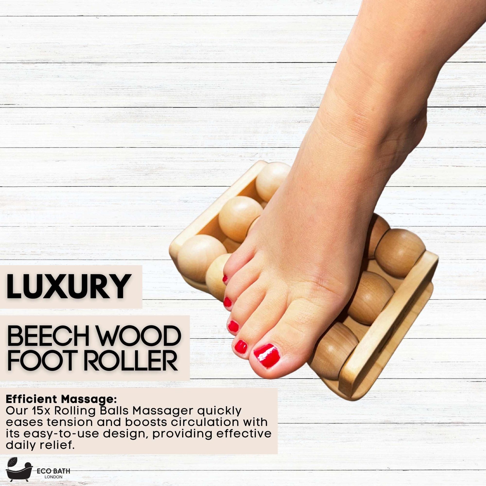 Eco Bath London Foot Roller - Wooden Foot Roller Massager for Pain Relief and Improved Circulation - Eco Bath London