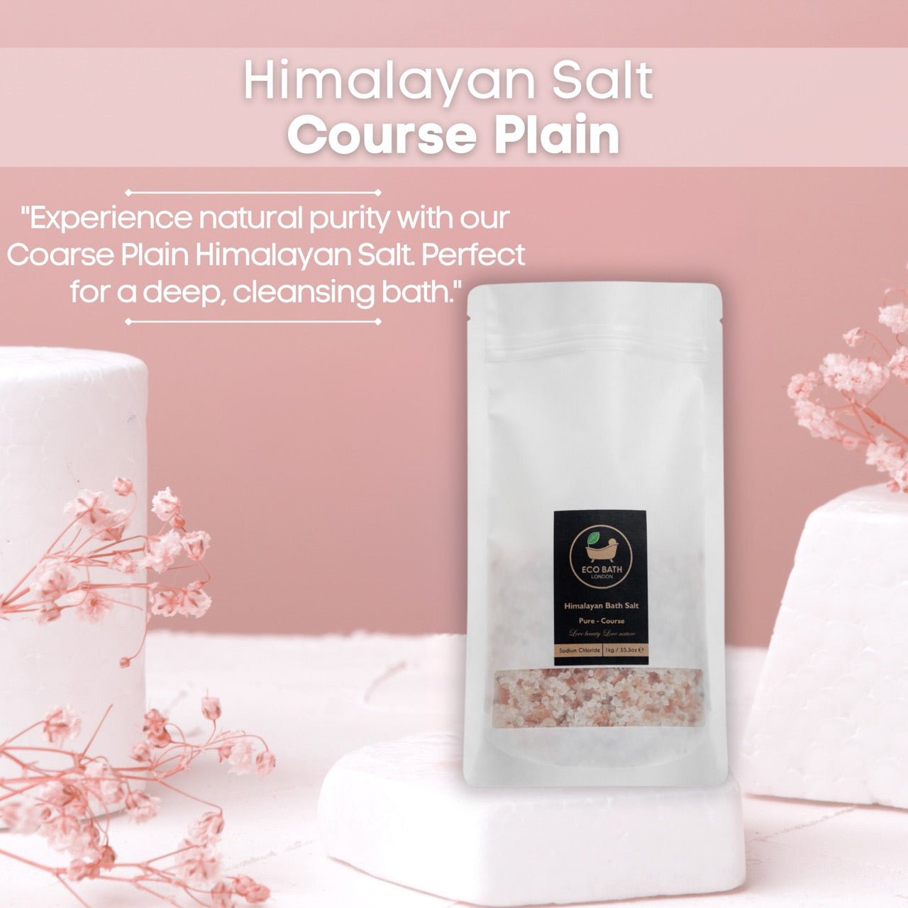 Eco Bath London Himalayan Bath Salt Coarse Plain - 1 KG - Eco Bath London