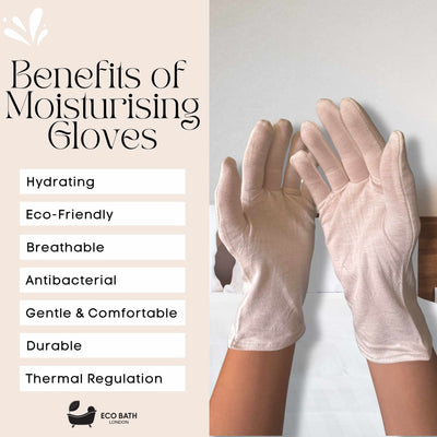 Eco Bath London Moisturising Gloves - 1 Pair, Ultra Soft Hand Gloves for Eczema & Dry Hands - Eco Bath London