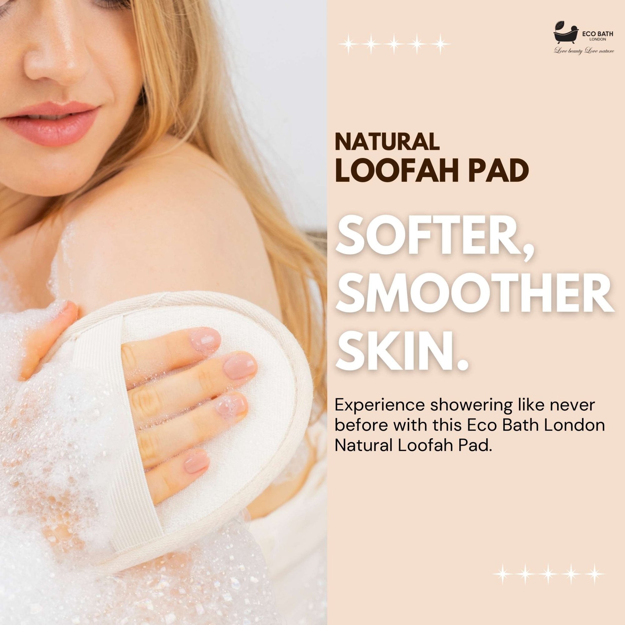 Eco Bath London Natural Loofah Pad - Exfoliating Loofah Bath Sponge for Women and Men - Eco Bath London