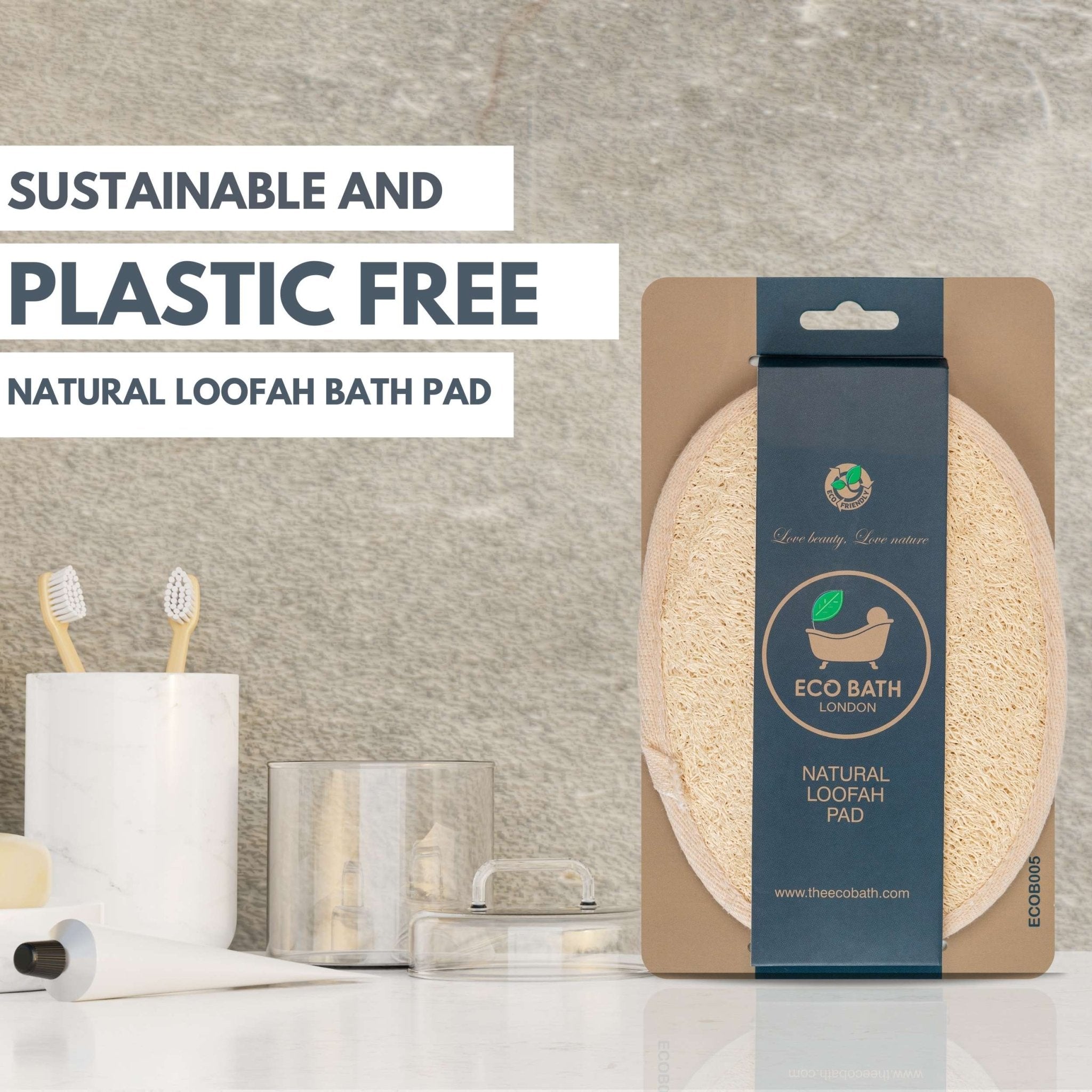 Eco Bath London Natural Loofah Pad - Exfoliating Loofah Bath Sponge for Women and Men - Eco Bath London