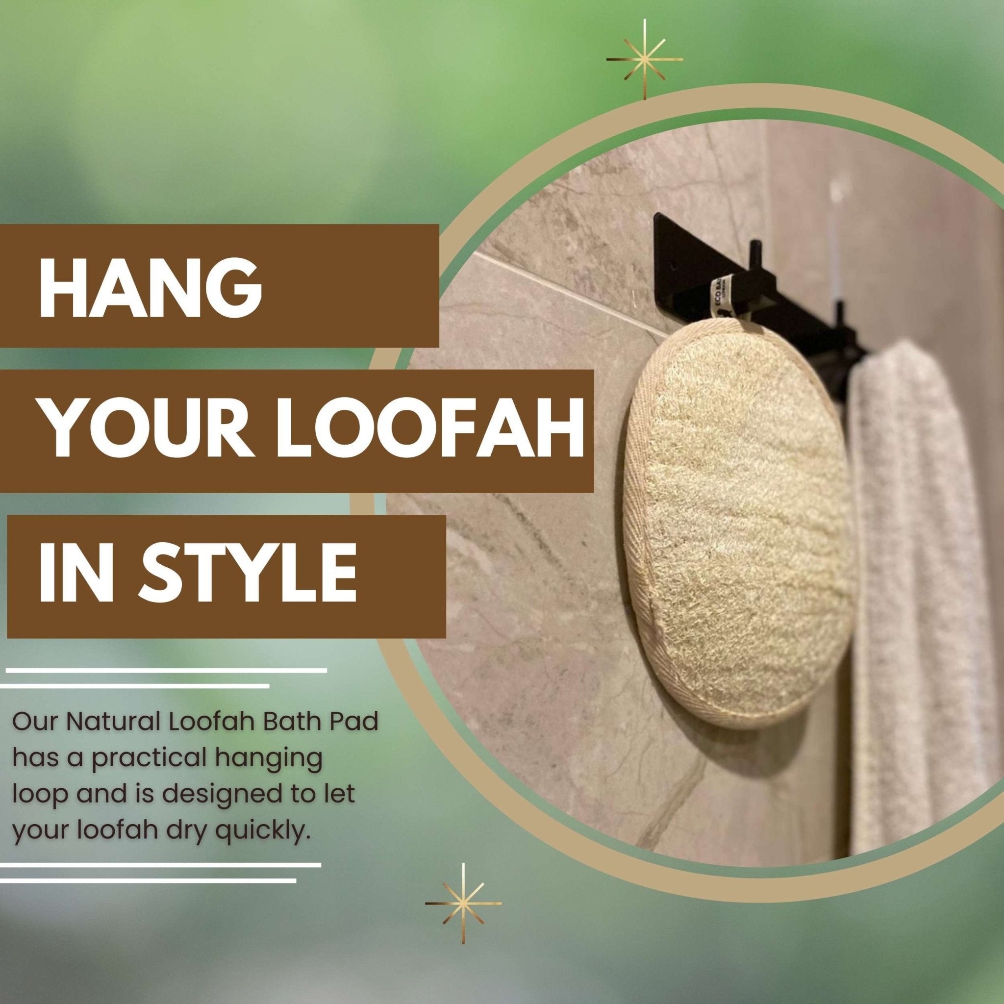 Eco Bath London Natural Loofah Pad - Exfoliating Loofah Bath Sponge for Women and Men - Eco Bath London