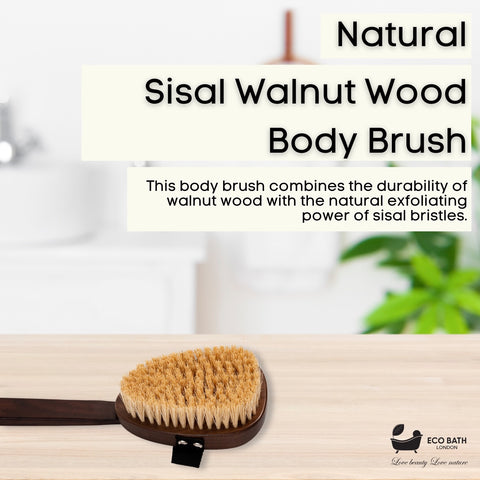 Eco Bath Natural Sisal Walnut Wood Body Brush
