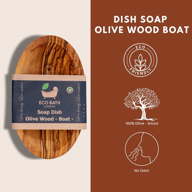 Eco Bath London Olive Wood Boat Shape Soap Dish - Eco Bath London
