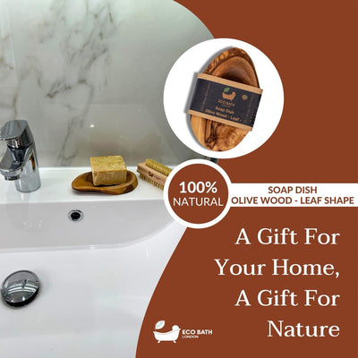 Eco Bath London Olive Wood Leaf Soap Dish - Eco Bath London