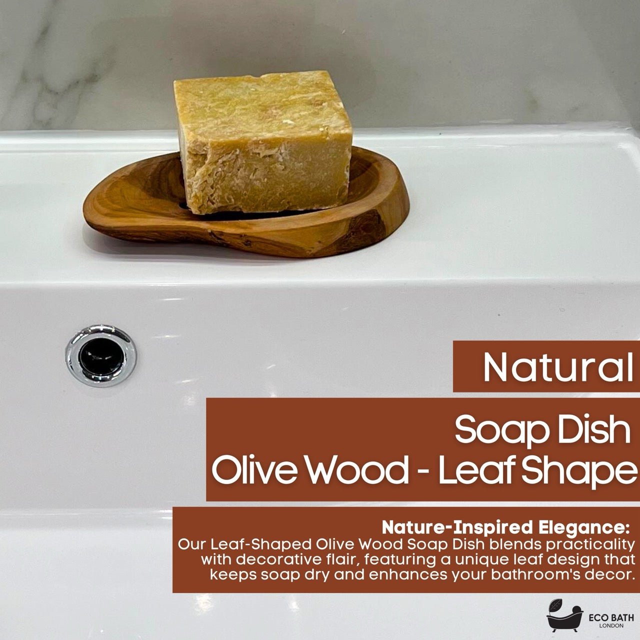 Eco Bath London Olive Wood Leaf Soap Dish - Eco Bath London
