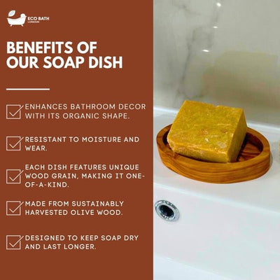 Eco Bath London Olive Wood Oval Soap Dish - Eco Bath London