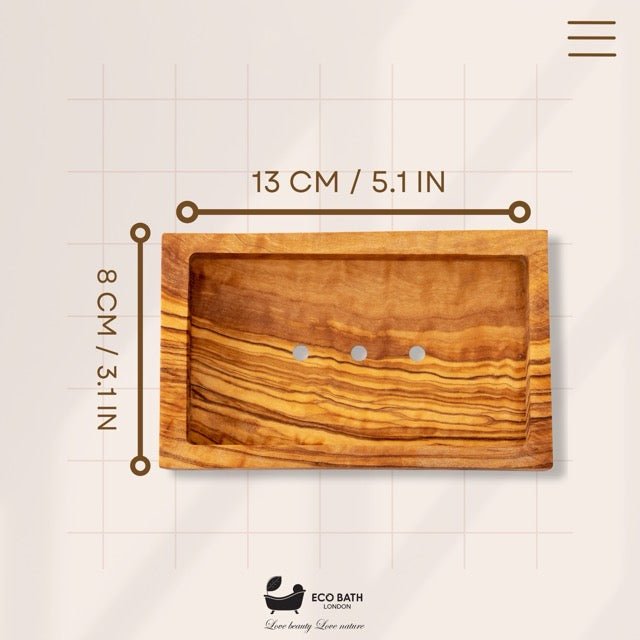 Eco Bath London Olive Wood Rectangle Soap Dish - Eco Bath London