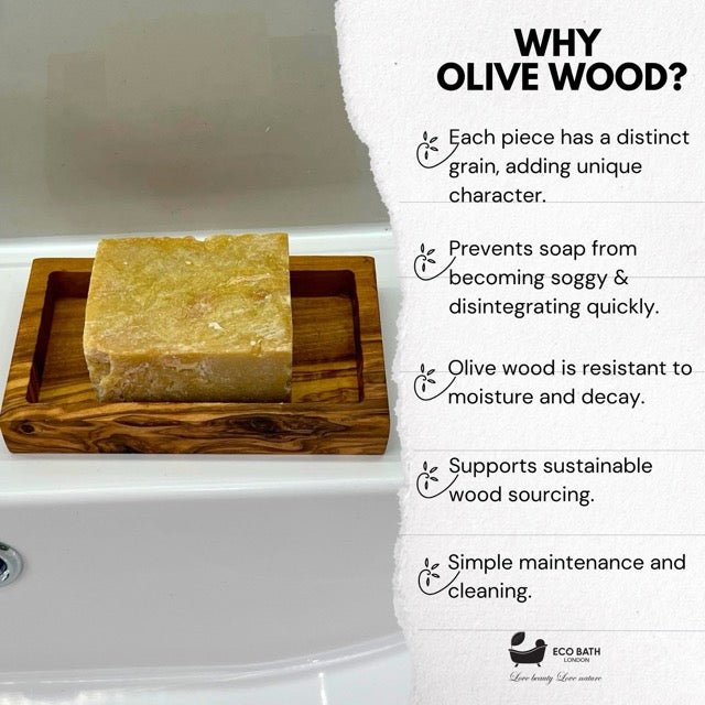 Eco Bath London Olive Wood Rectangle Soap Dish - Eco Bath London