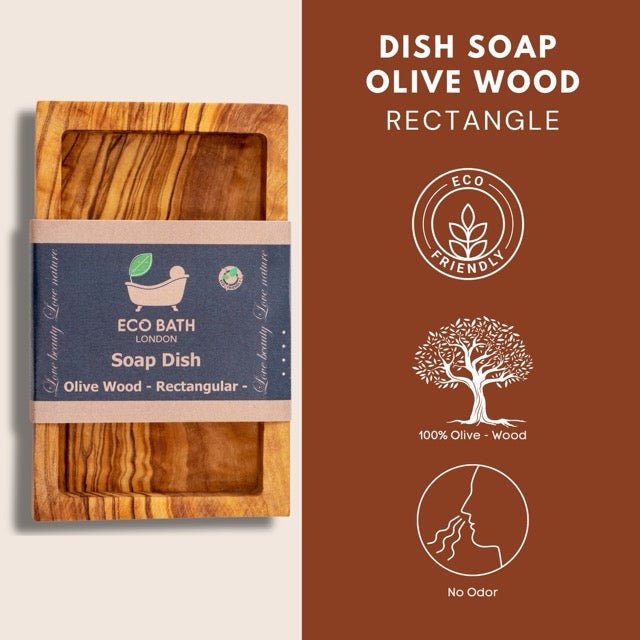 Eco Bath London Olive Wood Rectangle Soap Dish - Eco Bath London