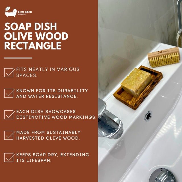 Eco Bath London Olive Wood Rectangle Soap Dish - Eco Bath London