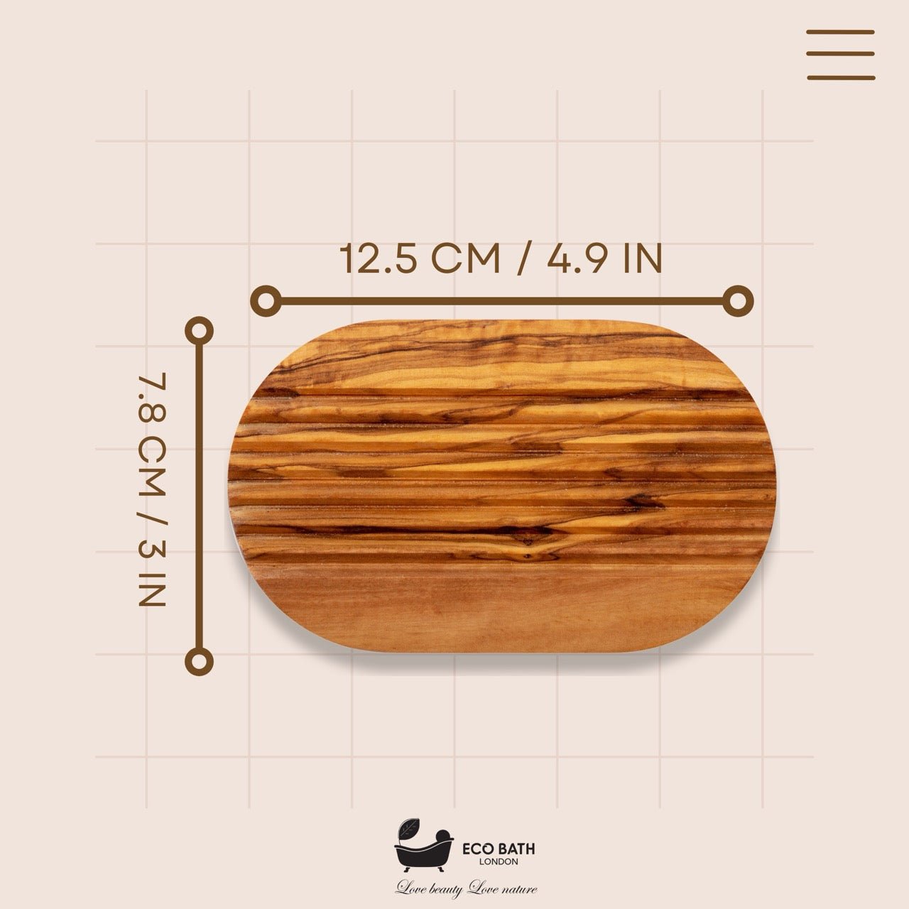 Eco Bath London Olive Wood Ridged Soap Dish - Eco Bath London