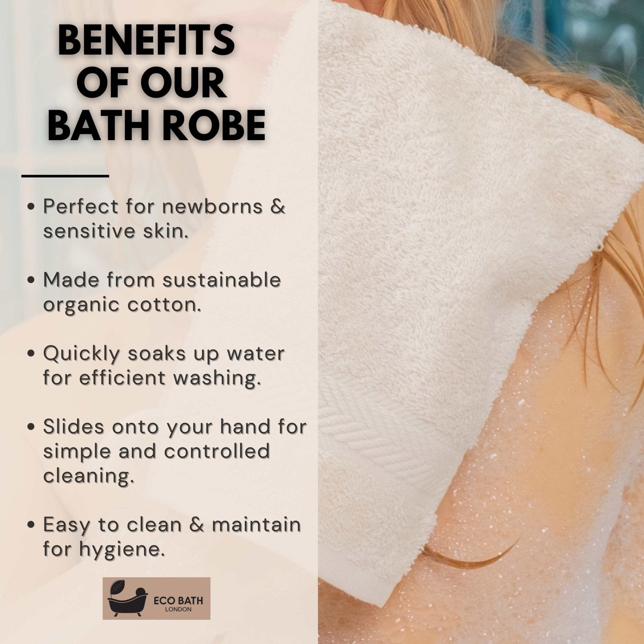 Eco Bath London Organic Cotton Bath Mitt - Pack of 3, Ultra Soft and Hypoallergenic - Eco Bath London