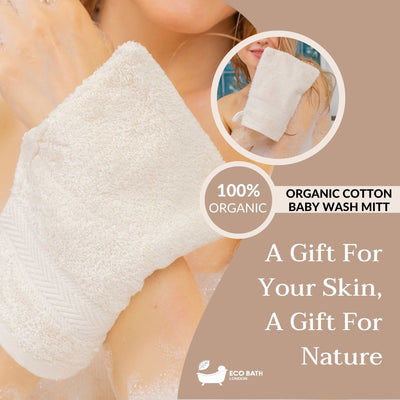 Eco Bath London Organic Cotton Bath Mitt - Pack of 3, Ultra Soft and Hypoallergenic - Eco Bath London