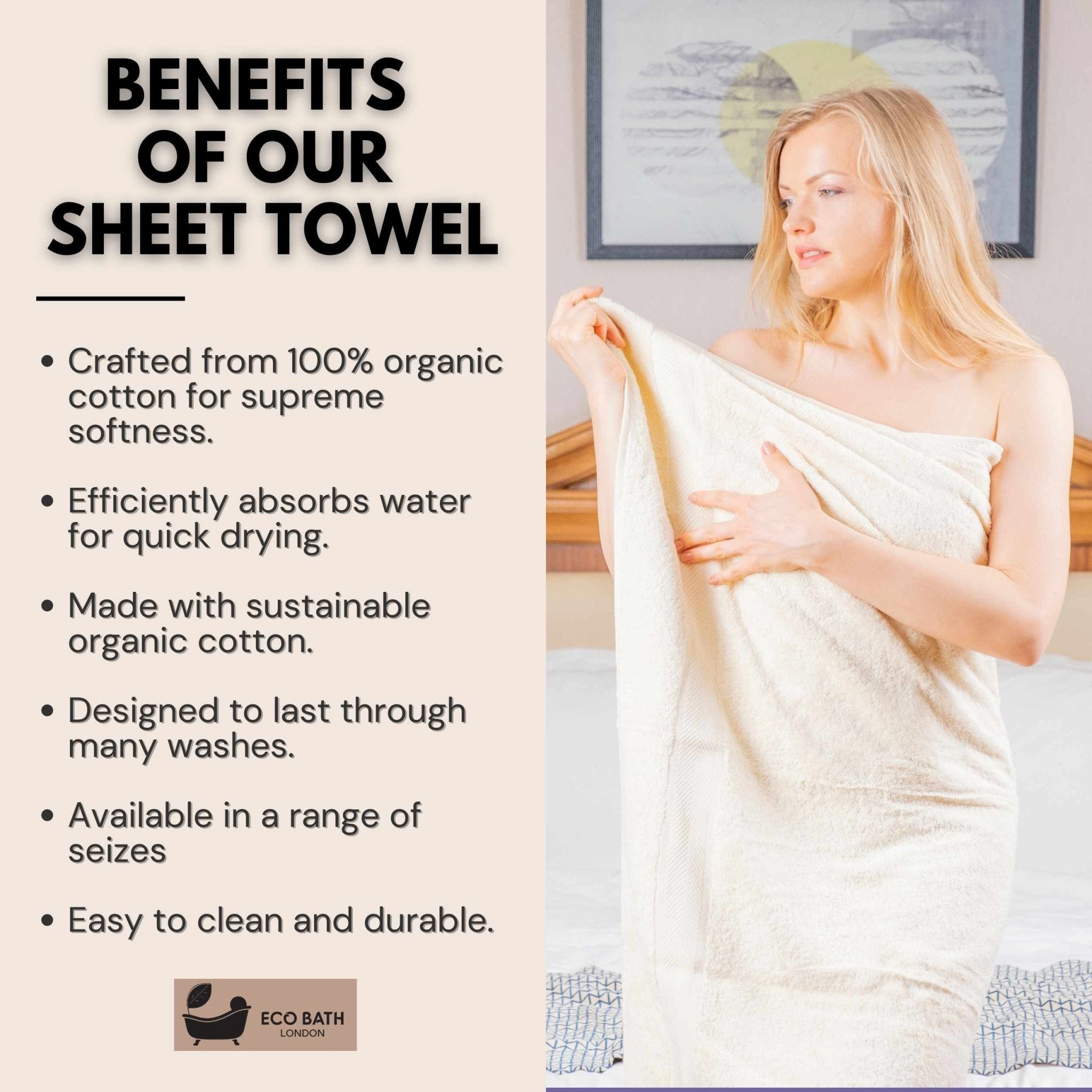 Eco Bath London Organic Cotton Bath Towel - Available in Multiple Sizes - Eco Bath London
