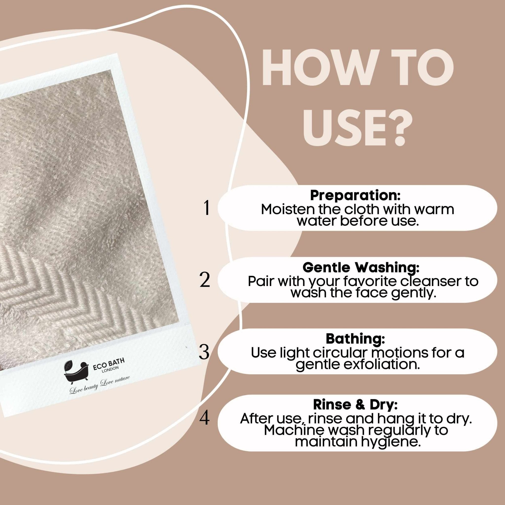 Eco Bath London Organic Cotton Face Flannels 30x30cm - Available in Pack of 3 and Pack of 6 - Eco Bath London