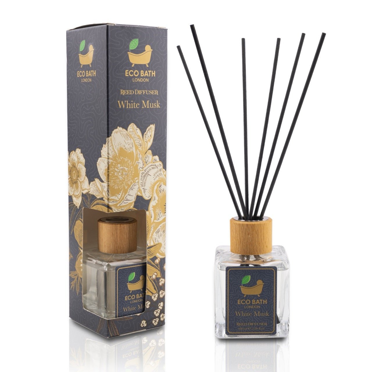 Eco Bath London White Musk Room Diffuser - Fresh and Sweet Fruits Scented Room Diffuser - Lemon, Mandarin, Green Pear and Bergamot - 100ml (3.38 fl.oz) - Eco Bath London