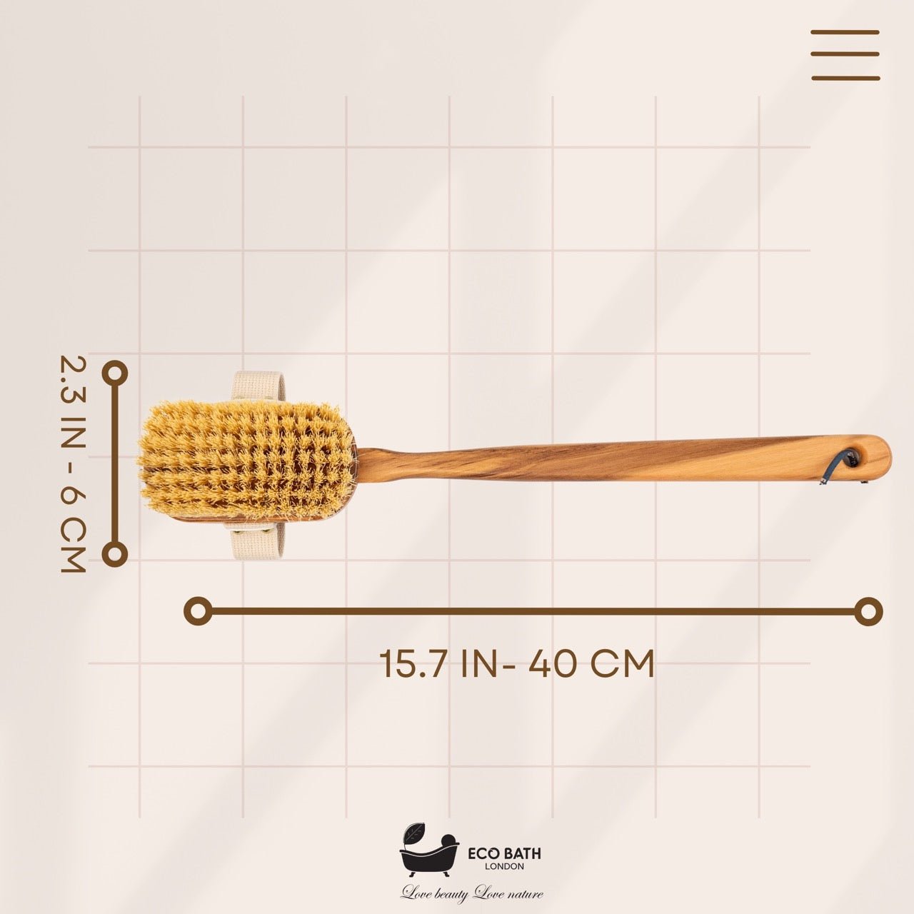 Eco Bath Luxury Natural Sisal Olive Wood Body Brush - Eco Bath London