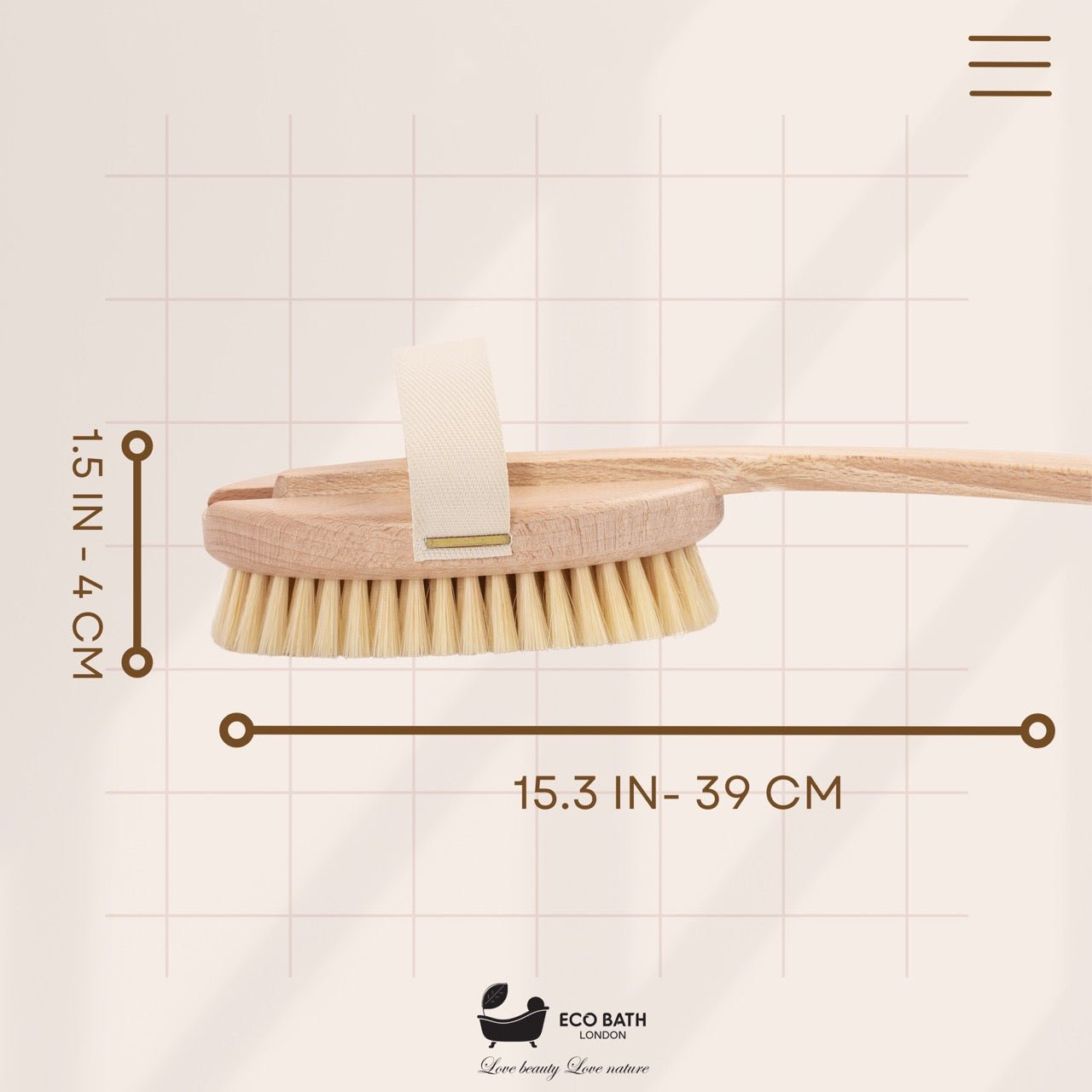 Eco Bath Natural Bristle Body Brush Detachable with Soft Bristles - Eco Bath London