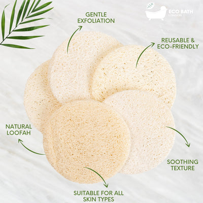 Eco Bath Natural Loofah Facial Discs (6x1) - Eco Bath London