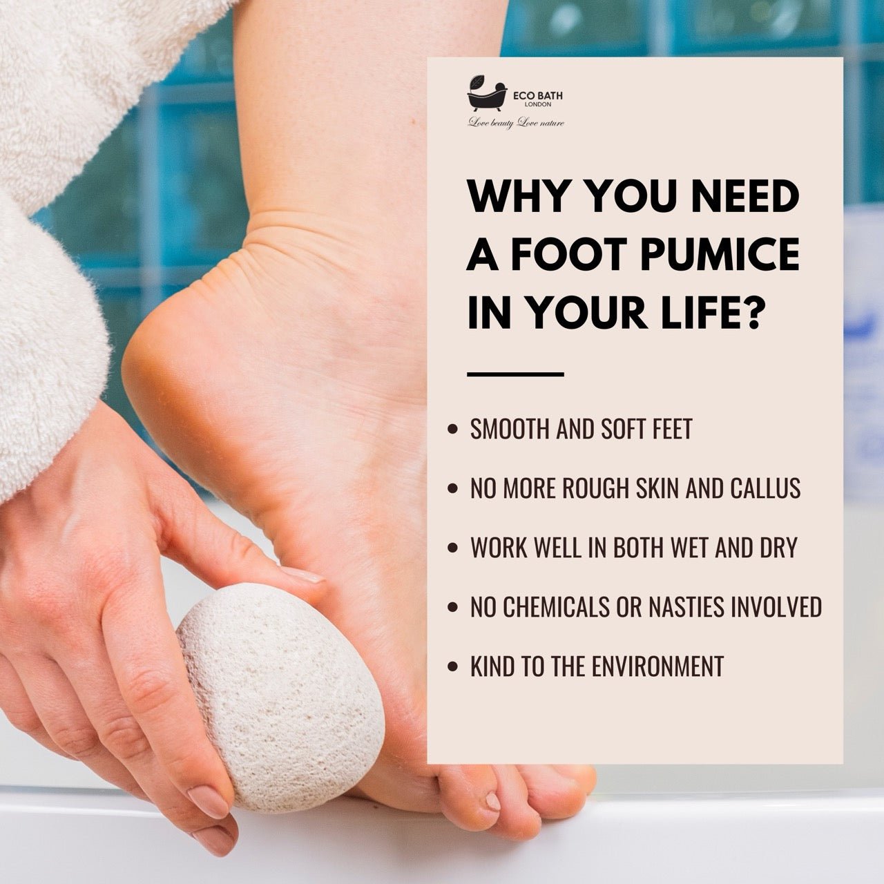 Eco Bath Natural Pumice Volcanic Stone (Smooth with Rope) - Eco Bath London