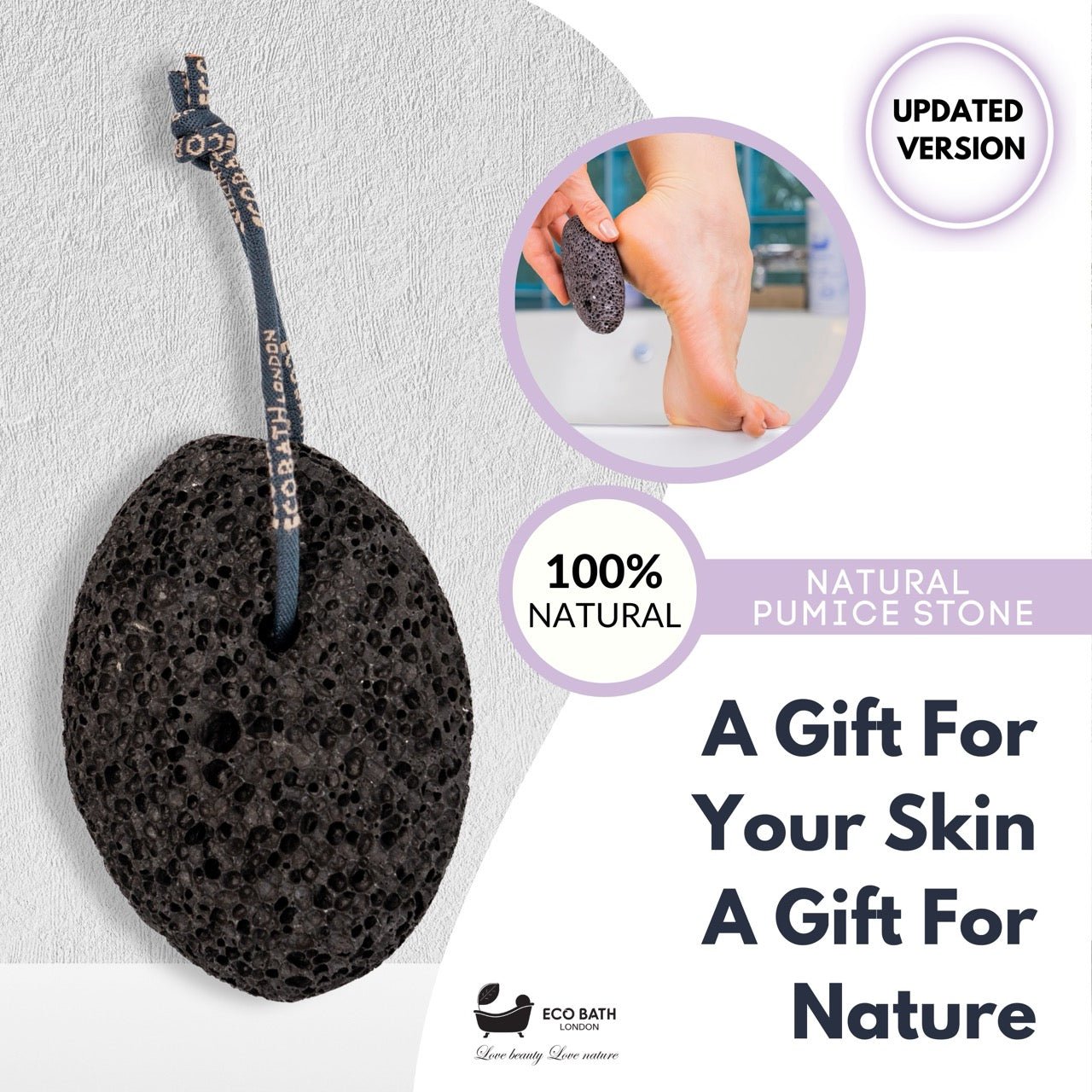 Eco Bath Natural Pumice Volcanic Stone (Smooth with Rope) - Eco Bath London