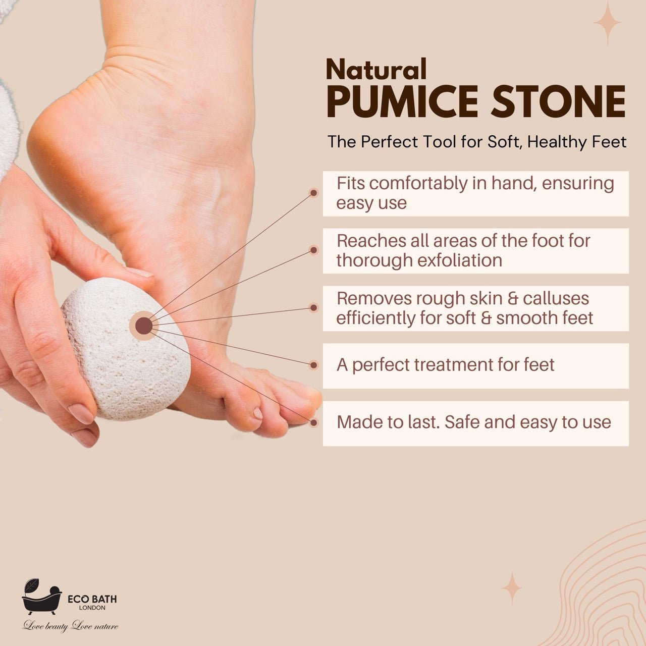 Eco Bath Natural Pumice Volcanic Stone (Smooth with Rope) - Eco Bath London