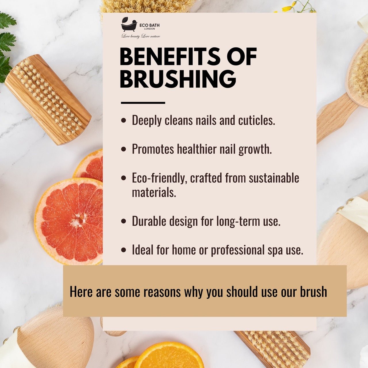 Eco Bath Natural Sisal Beech Wood Nail Brush - Eco Bath London