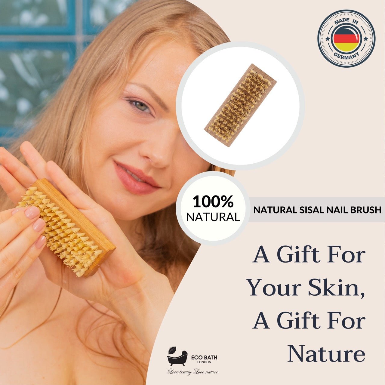 Eco Bath Natural Sisal Beech Wood Nail Brush - Eco Bath London