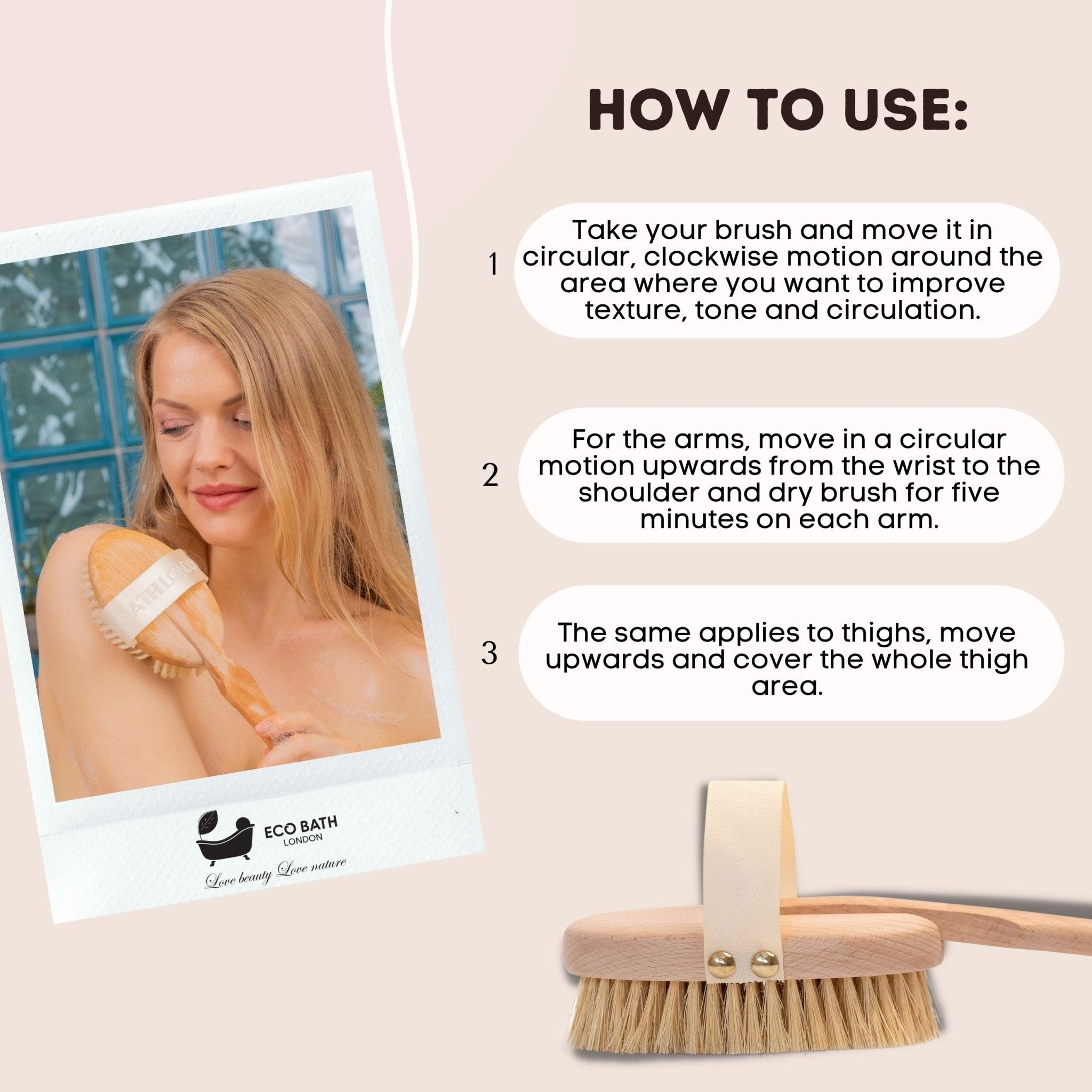 Eco Bath Natural Sisal Body Brush Detachable with Hard Sisal - Eco Bath London