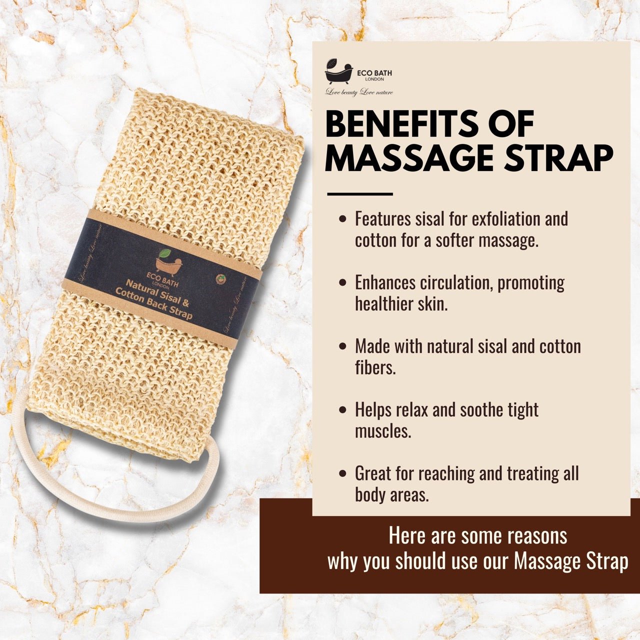 Eco Bath Natural Sisal & Cotton Back Strap - Eco Bath London