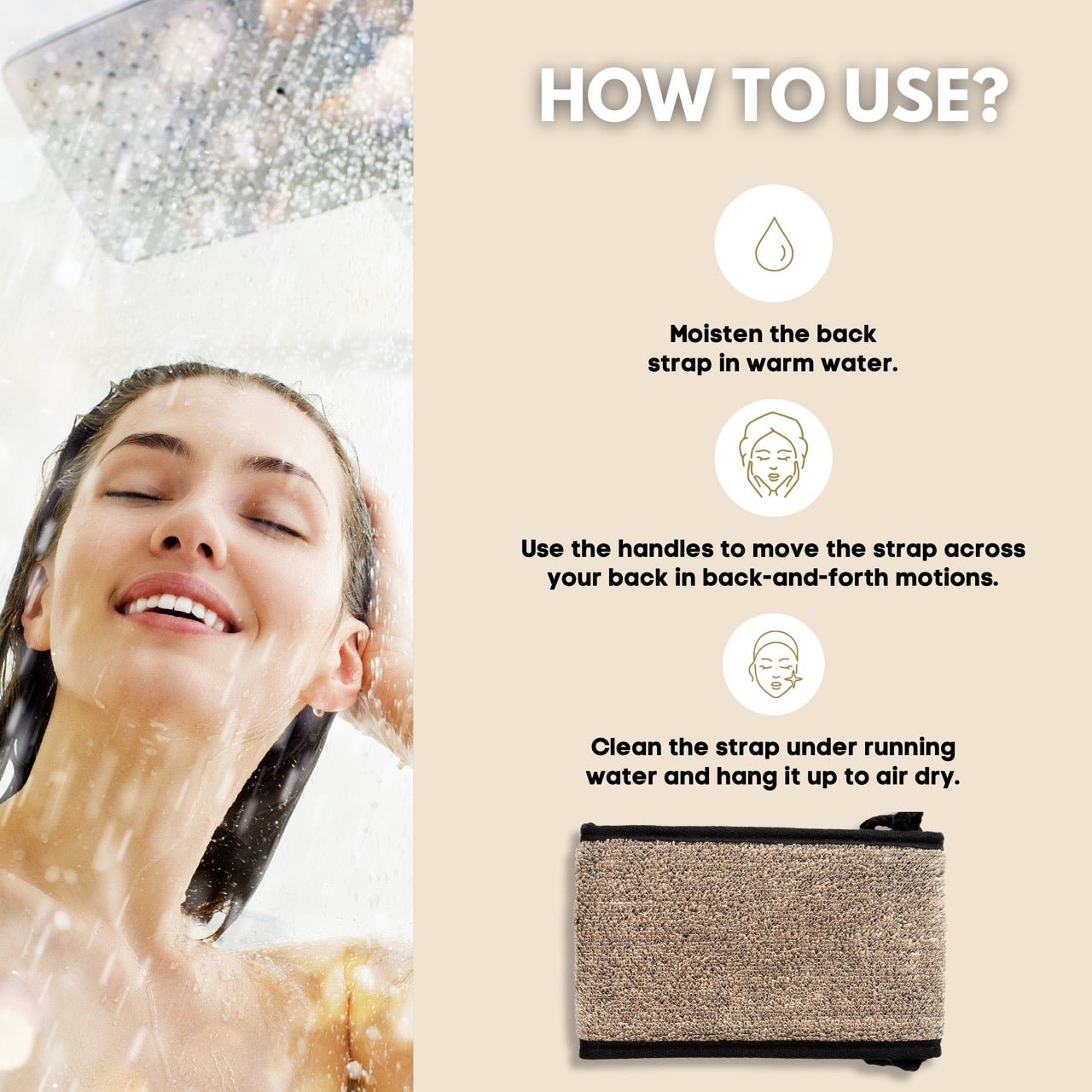 Eco Bath Natural Sisal Hemp Back Strap Black - Eco Bath London