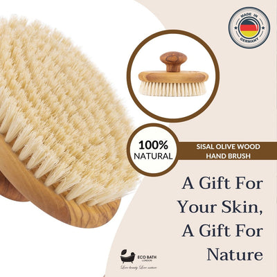 Eco Bath Natural Sisal Olive Wood Hand Brush - Eco Bath London