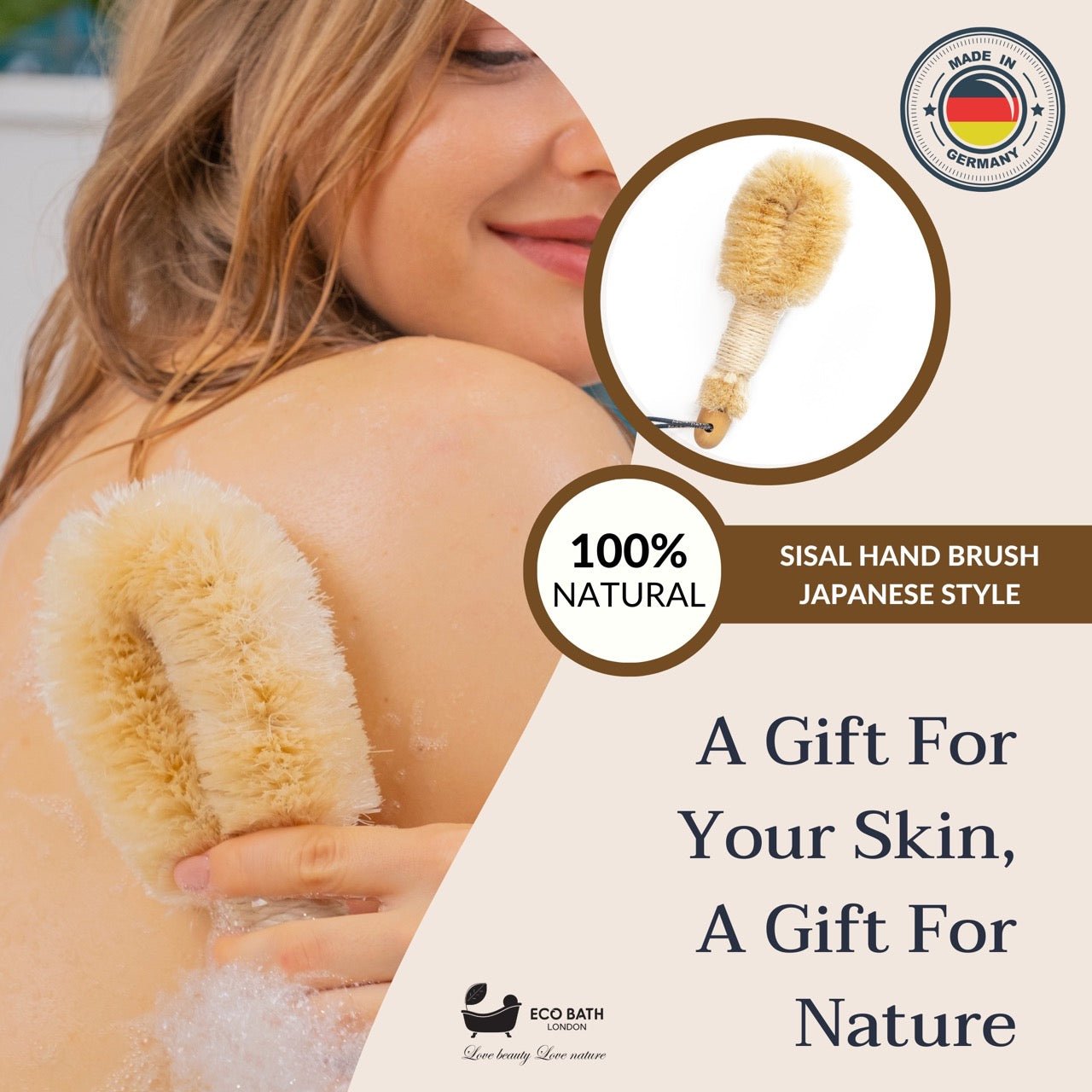 Eco Bath Natural Sisal Round Brush Japanese Style - Eco Bath London