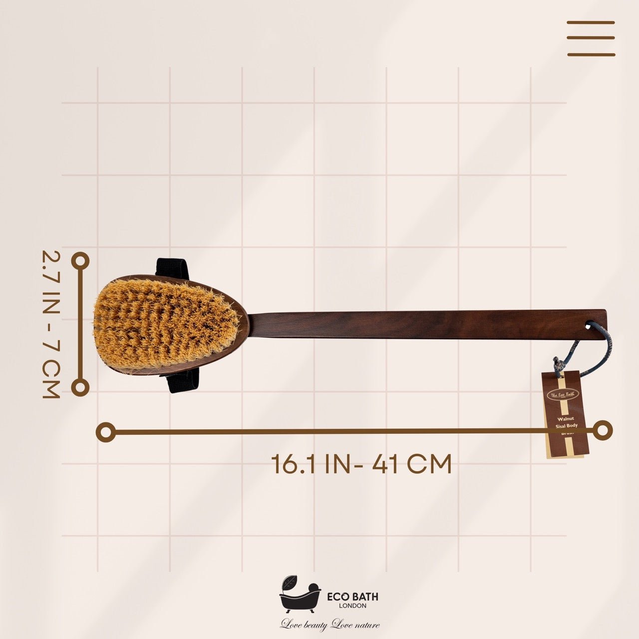 Eco Bath Natural Sisal Walnut Wood Body Brush - Eco Bath London