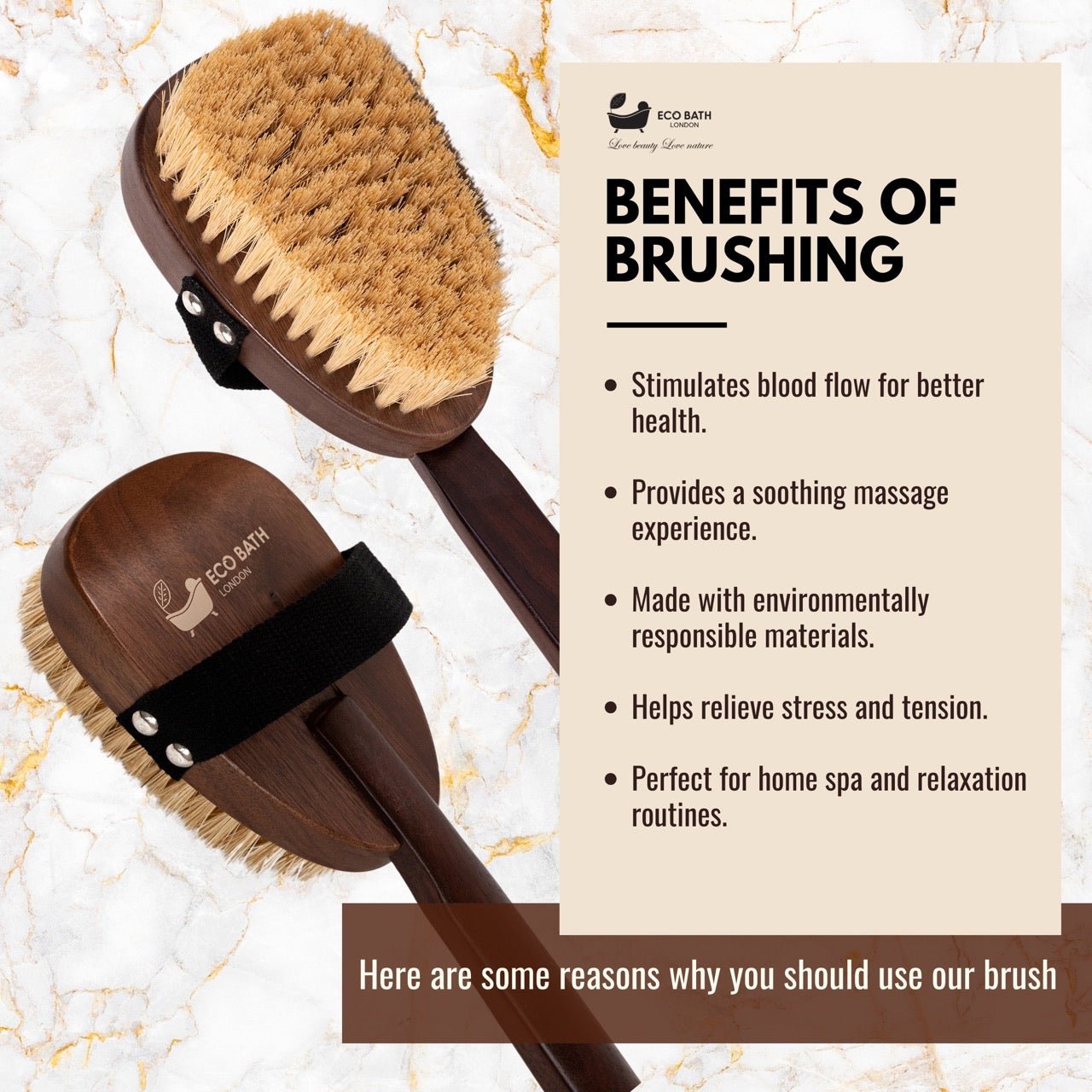 Eco Bath Natural Sisal Walnut Wood Body Brush - Eco Bath London