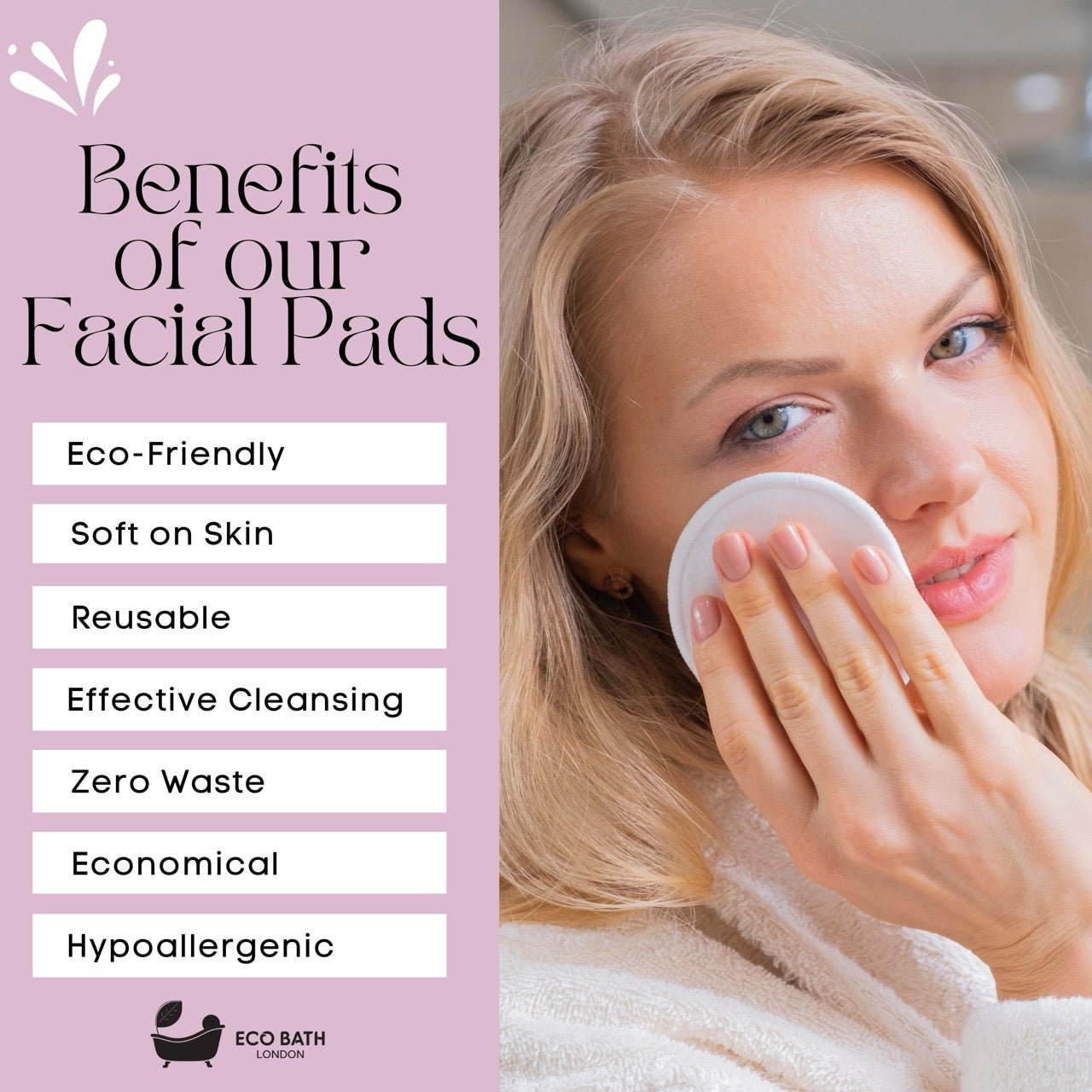 Eco Bath Reusable Bamboo Makeup Remover Pads - Set of 12 - Eco Bath London