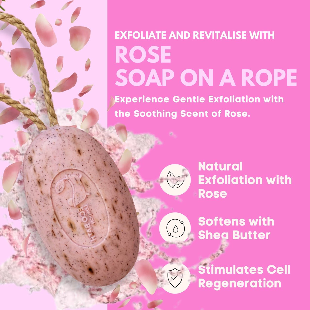 Eco Bath Rose Soap On a Rope - Eco Bath London
