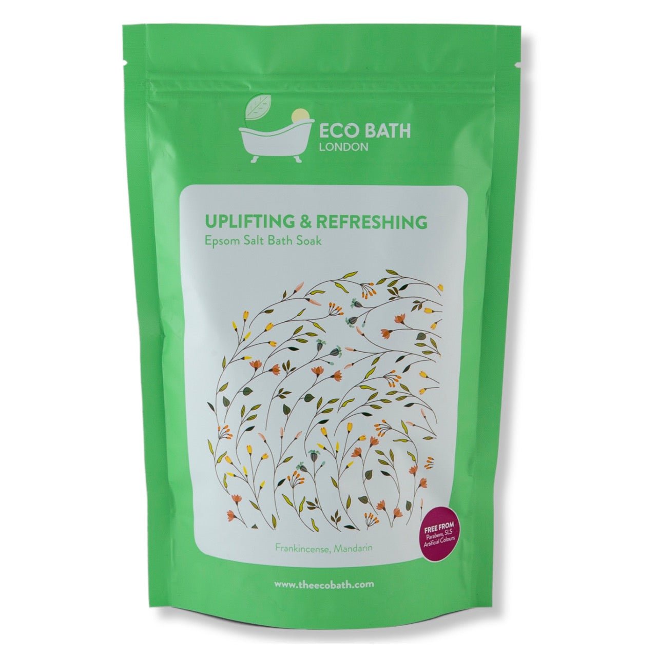Eco Bath Uplifting and Refreshing Epsom Salt Bath Soak Pouch | 500g & 1000g - Eco Bath London