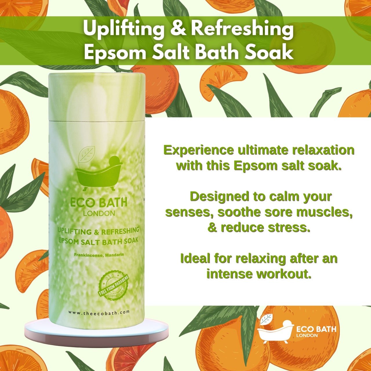 Eco Bath Uplifting and Refreshing Epsom Salt Bath Soak - Tube - Eco Bath London