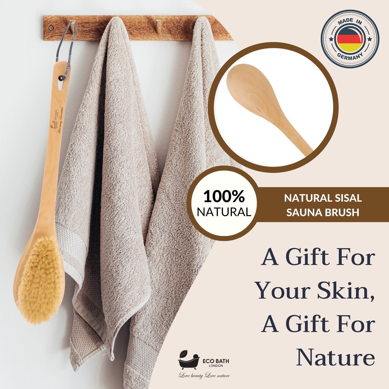 Natural Body Brush for Dry Brushing and Showers - Eco Bath London