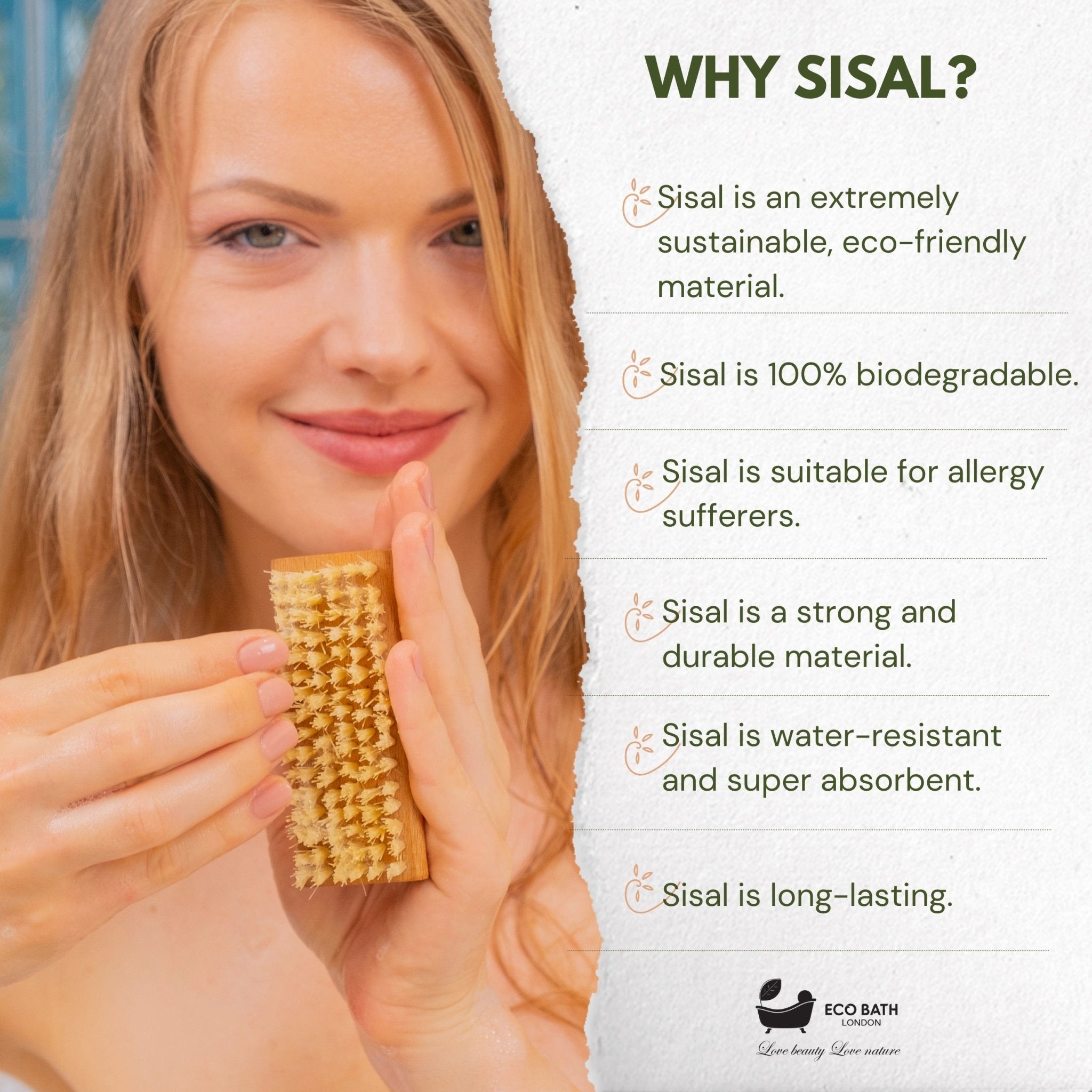 Natural Sisal Olive Wood Nail Brush - Eco Bath London