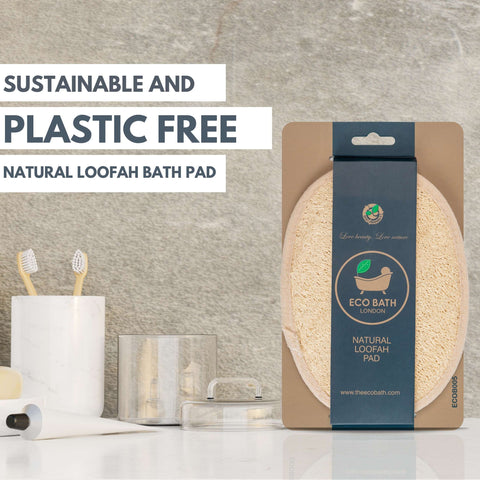 Eco Bath London Natural Loofah Pad - Exfoliating Loofah Bath Sponge for Women and Men